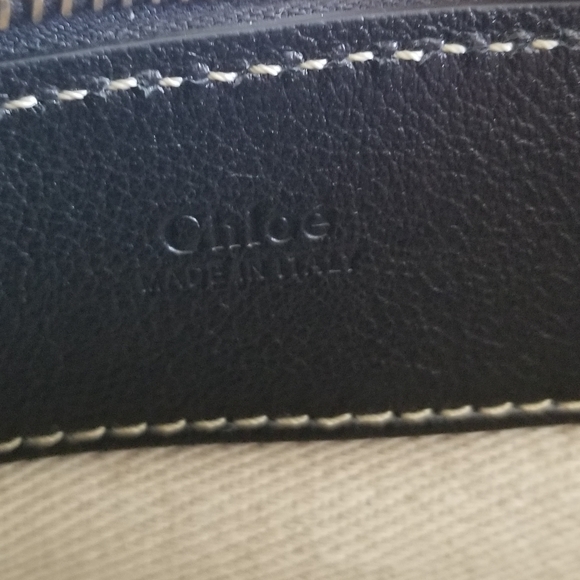 Chloe Edith Leather Crossbody Bag Black White Stitch - Picture 6 of 10